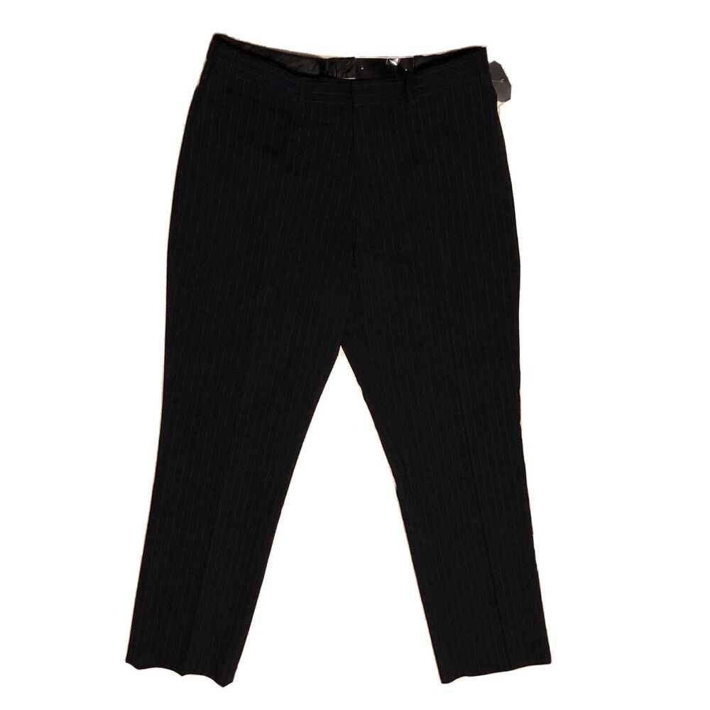 Botany 500 Navy Blue Pinstripe Dress Pants Flat Front Comfort Waist 38XL DDD20